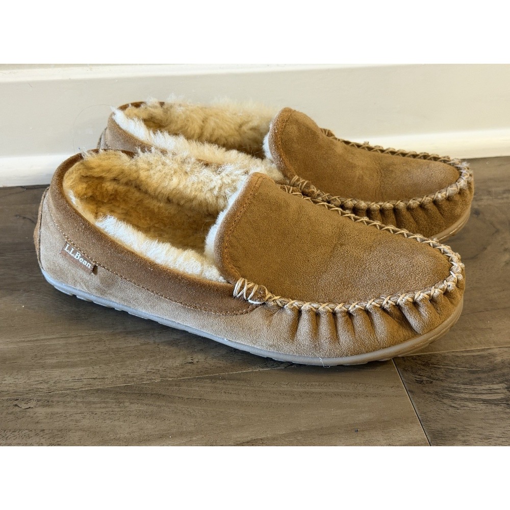 L. L. Bean Women's 9 M Slippers Moccasins Brown Real Lamb Fur Australia